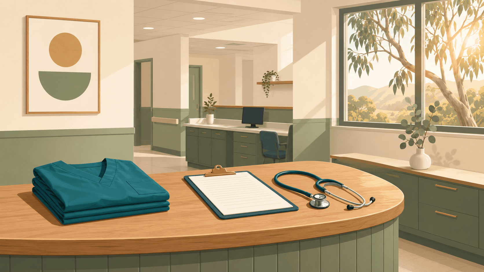 Illustrated scene representing Australian Nursing & Midwifery Accreditation Council Limited
